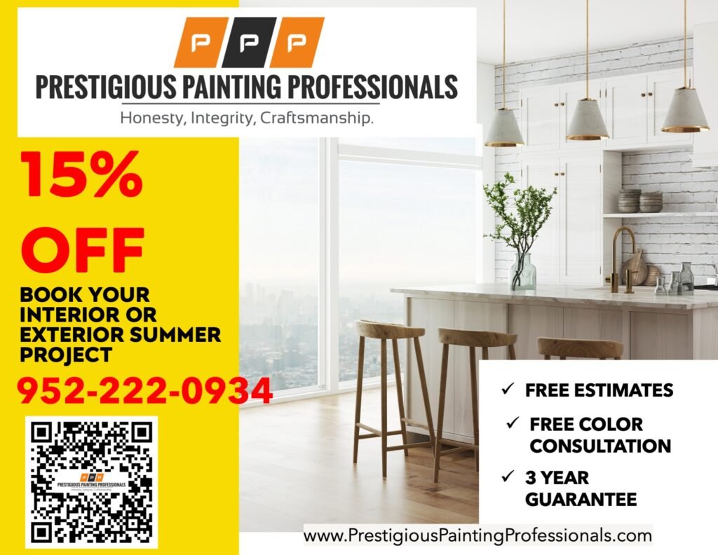 Prestigious Painting Professionals at Waconia, Minnetonka, MN. We are offering 15% off all of your interior and exterior projects booked through the month of June!! Interior and Exterior House Painting. Residential and Commercial Painting Services at Minnesota